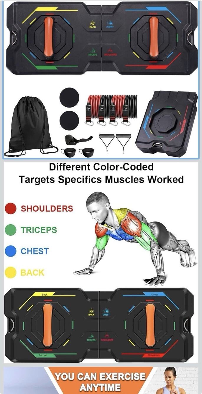 Foldable Push-up Board and Resistance Band for Home Gym